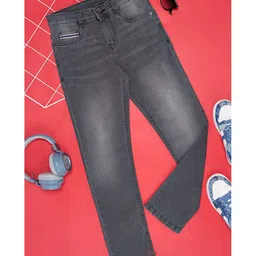 Pantaloons Junior Mild Washed Solid Jeans - Moonstruck Light Grey-picture-32