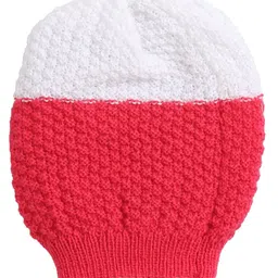 Little Angels Wool Knit Colour Blocked Beanie Mittens and Socks Set - Red & White image 2