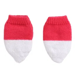 Little Angels Wool Knit Colour Blocked Beanie Mittens and Socks Set - Red & White image 3