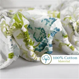 Divine Casa 144 TC 100% Cotton Floral Print Green Super Soft Bedsheet Elastic Fitted King Size Bed - 72 X 78 + 9 inches image 4