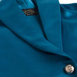 Hola Bonita Woven Puffed Sleeves Dress With Belt - Teal Blue image 4