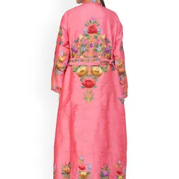 Exotic India Aari Embroidered Multicolored Flowers Kashmiri Robe image 4