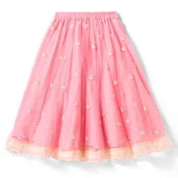 Babyhug Woven Sleeveless Lehenga Choli Set & Dupatta With Sequin & Floral Embroidery - Pink image 5