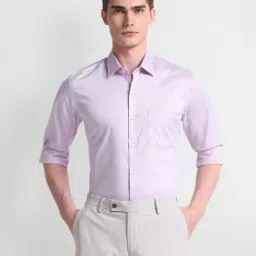 Arrow Lavender Cotton Slim Fit Self Pattern Shirt-picture-17