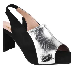 Shoetopia Kids Silver & Black Back Strap Sandals image 5