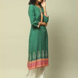 Rangriti Green Straight Fit Printed Kurti image 5