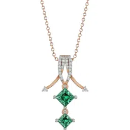 EMORI 18k (750) Rose Gold Arrow Emerald Diamond Pendant-image-59