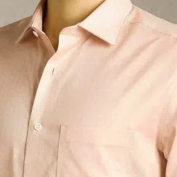 Louis Philippe Pink Cotton Regular Fit Solid Shirt image 5