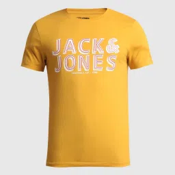 Jack & Jones Golden Yellow Cotton Slim Fit Printed T-Shirt image 5