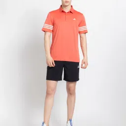 adidas Red Regular Fit Striped Golf Polo T-Shirt image 5
