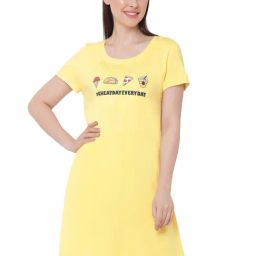 Soie  Yellow Printed Night Dress-picture-17