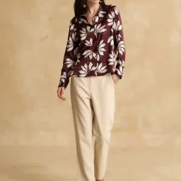 KAZO Maroon Print Relaxed Fit Shirt image 5