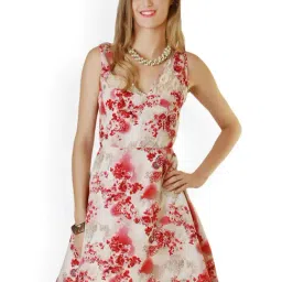 Belle Fille White & Red Floral Print Dress-image-42