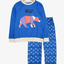 Kiddopanti Kids Royal Blue Printed T-Shirt with Pants-image-71