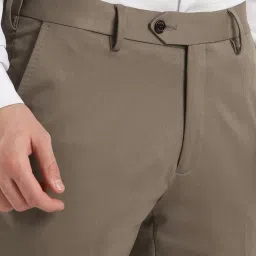 Allen Solly Brown Slim Fit Solid Trousers image 5
