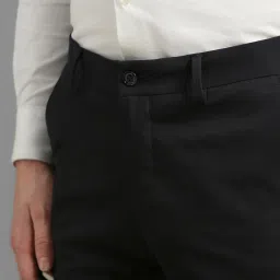 Louis Philippe Black Slim Fit Solid Trousers image 5