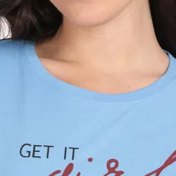 Kryptic Blue & Black Cotton Graphic Print T-Shirt With Pyjamas image 5