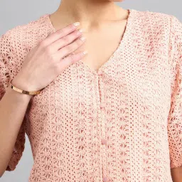 Style Quotient Peach Cotton Regular Fit Top image 5