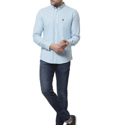 Red Tape Green Cotton Regular Fit Striped Shirt image 5