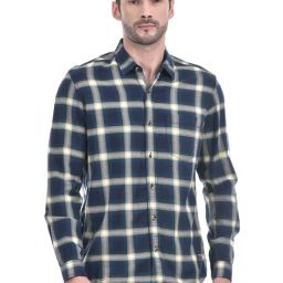 Numero Uno Navy Cotton Regular Fit Checks Shirt-picture-19