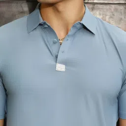 Campus Sutra Blue Regular Fit Polo T-Shirt image 5