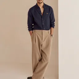 ANDAMEN Navy Regular Fit Linen Shirt image 5