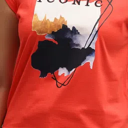 Iconic Coral Cotton Graphic Print T-Shirt image 5