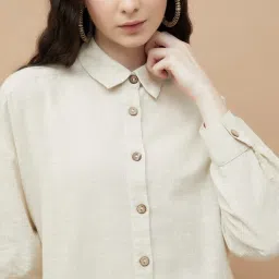 Ginger By Lifestyle White Cotton Regular Fit Shirt image 5