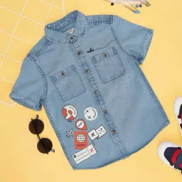 Pantaloons Junior Kids Blue Cotton Printed Shirt-picture-29