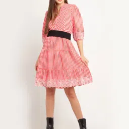 Zink London Red & White Checks Dress image 4