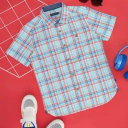 Pantaloons Junior Kids Atomizer Blue Cotton Chequered Shirt-image-94