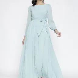 La Intimo Teal Relaxed Fit Solid Dress-picture-18