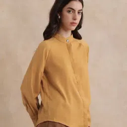 RAREISM Yellow Blended Solid Long Sleeves Top image 3