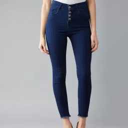 DOLCE CRUDO Dark Blue High Rise Stretchable Jeans-picture-18