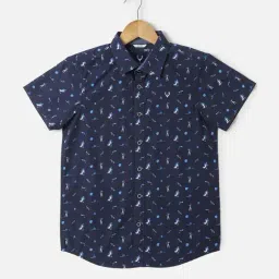 Allen Solly Kids Navy Cotton Printed Shirt-picture-30
