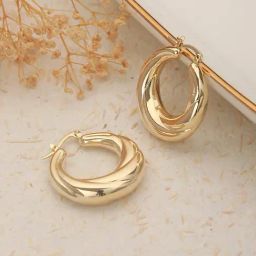 Saraf RS Jewellery Anti-Tarnish Gold Plated Twisted Round Hoop Earrings for Women-picture-7