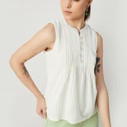 Code by Lifestyle White Regular Fit Top-image-37