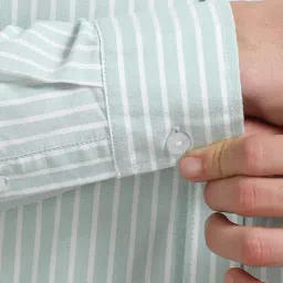The Formal Club Sage Green Comfort Fit Striped Shirt image 5