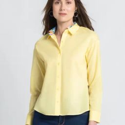 SHAYE Yellow Cotton Regular Fit Shirt-picture-48
