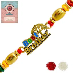 MEIRA JEWELLERY Set Of 1 Rakhi With Roli Chawal & Greetings Card Set-picture-22