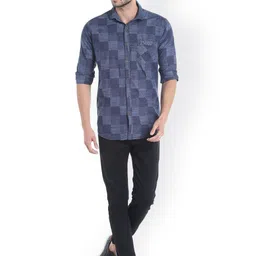 Campus Sutra Men Blue Standard Regular Fit Self Design Casual Shirt image 2