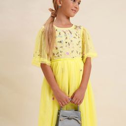 Vero Moda Girls Floral Embroidered Flared Sleeve Fit and Flare Dress-picture-37