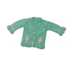 Cute Collection Kids Woollen Cardigan with Embroidered Detail With Cap & Pair of Socks image 2