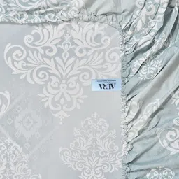 Aura Green & White Ethnic Motifs Printed 300 TC Single Bedsheet Set 2.25 m x 1.5 m image 3