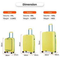 Nasher Miles Set Of 3 Capri Textured Hard-Sided Large Medium & Cabin Trolley Bags image 2