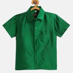 THANGAMAGAN Viscose Half Sleeves Soild Without Lining Shirt - Teal Green-picture-11
