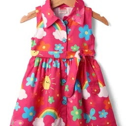 Twetoons Knit Sleeveless Frock with Floral Print - Dark Pink-picture-13
