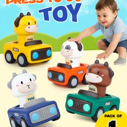 Fiddlerz Press and Go Inertia Car Toy Set for Kids Cartoon Animal Push & Go Cars Friction Powered Vehicles Educational Toys for Boys & Girls Age 3+ Pack of 1-picture-26