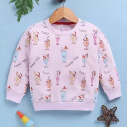 TOONYPORT Cotton Blend Knit Full Sleeves Cold Drinks Printed Light Winter Sweatshirt - Pink-picture-17