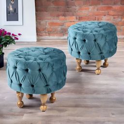 Ikiriya 2-Pcs Blue & Brown Cylindrical Ottoman-picture-47